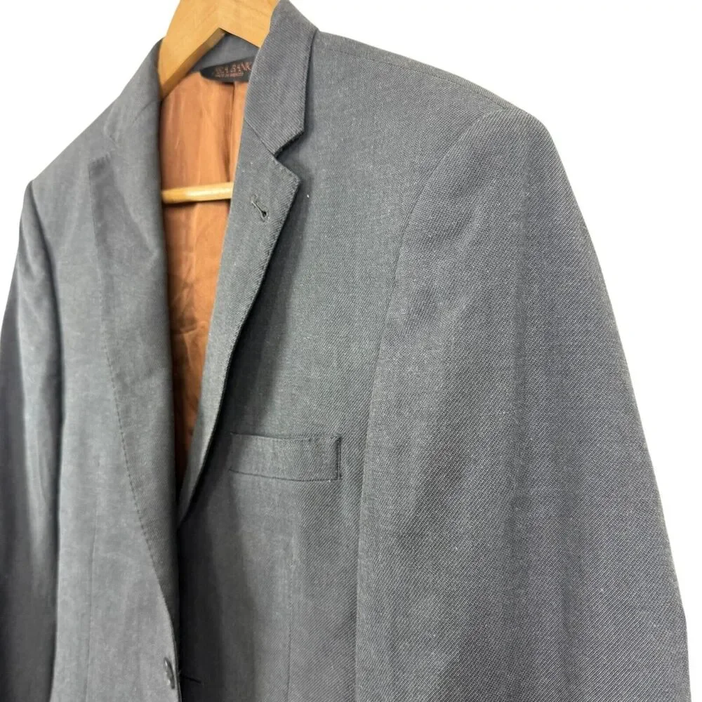 Joseph Jos A Bank Mens Slim Fit Gray Twill Cotton & Wool Suit Jacket Blazer 38 R